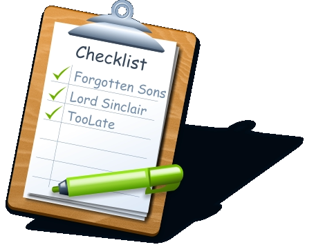 Checklist Forgotten Sons Lord Sinclair TooLate